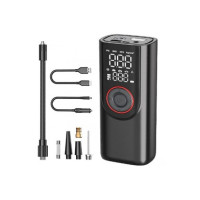 Портативний компресор ATJ-9566 інтелектуальний бездротовий автомобільний насос із LED-дисплеєм, автостопом, підсвіткою та триакумуляторною системою